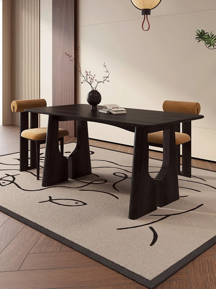 French Retro All-solid Wood Dining Table, Chairs,  Mid-ancient Style 2023 New American High-end Family Small Apartment