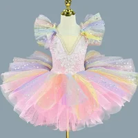 Falda de Ballet a la moda, ropa para niñas, traje de baile para niños, Vestido de princesa para actuación de verano, Vestido de leotardo de Ballet con tutú para bebé