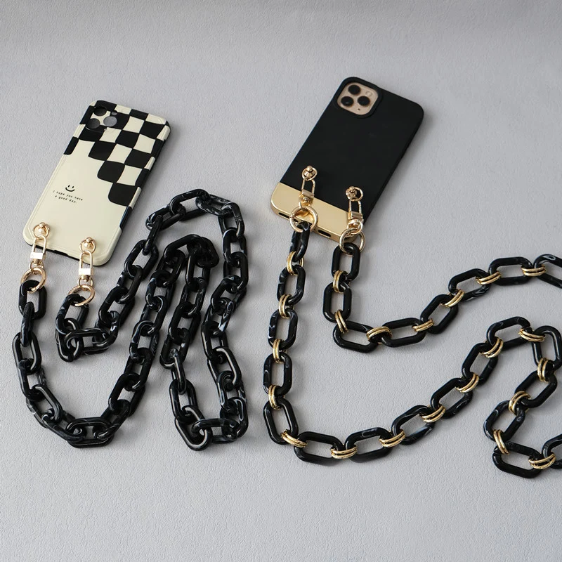 New Fashion Woman Bag Strap Accessory Detachable Replacement Chain Black Solid Acrylic Luxury Strap Women Shoulder Handle Chains