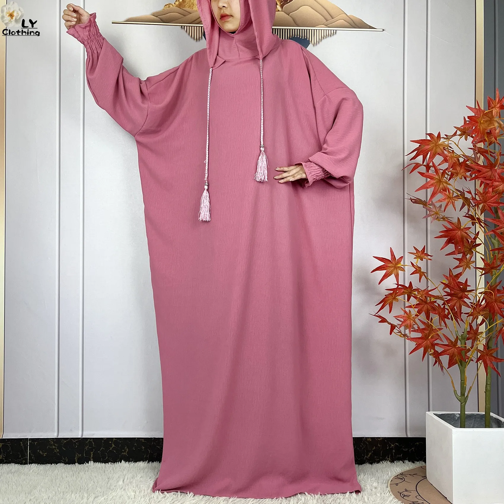 Newest Muslim Ramadan Two Hats Abaya Dubai Turkey Islam Prayer Clothes High-grade Soft Fabric Dresses African Women Loose Dress