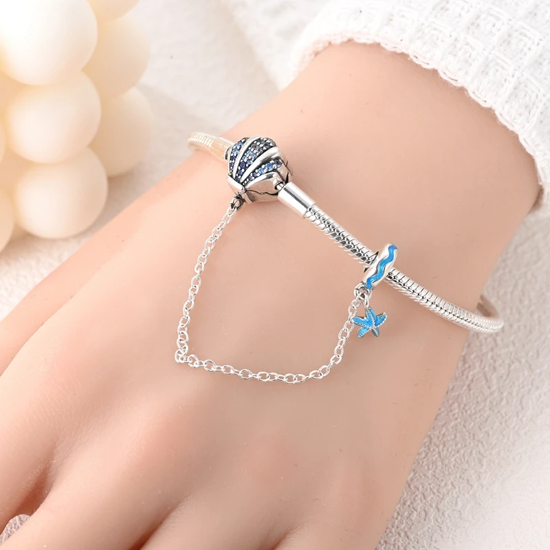 17-20cm Bracelet Silver 925 Original Snake Chain Purple Zircon Safe Chain for Charms Beads Pendant  Jewelry Making Gifts image 6