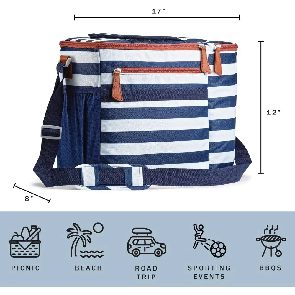 Cooler Bag Insulated and Wine Carrier Bag, 24 Can Large Soft Sided Cooler Bag for Men and Women, 2 Bottle, Beach and Picnic Bag