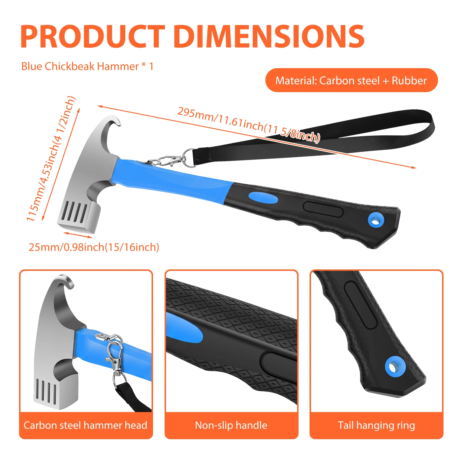 Portable Carbon Steel Tent Hammer Nail Hammer Camping Tent Hammer with Nail Puller Nail Remover Extractor Tent Stake Hammer