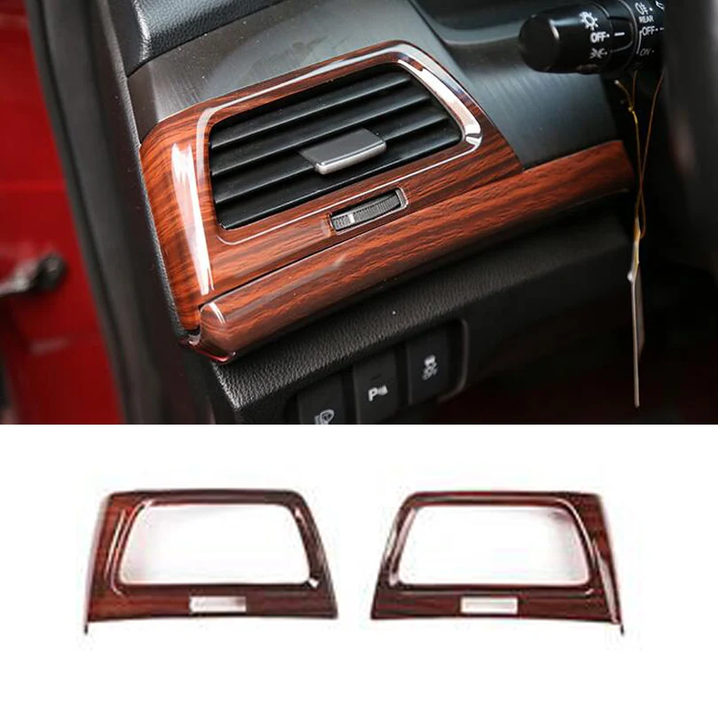 6Pcs Car Dashboard Decoration Strips Side Air Vent Stickers CD Panel Cover Frame Trim For Honda Accord 8th 2008-2012 ABS Wood