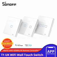 Sonoff T1 Smart WiFi RF / APP / Touch Control Wall Light Switch 1 /2 /3 Gang 86 Type UK Panel Wall Touch Light Switch Smart Home