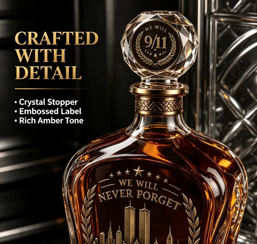 Crystal Whiskey Decanter, Premium Glass Liquor Bottle for Bourbon Scotch Wine, Home Bar Table Decor Collectible Display Gift