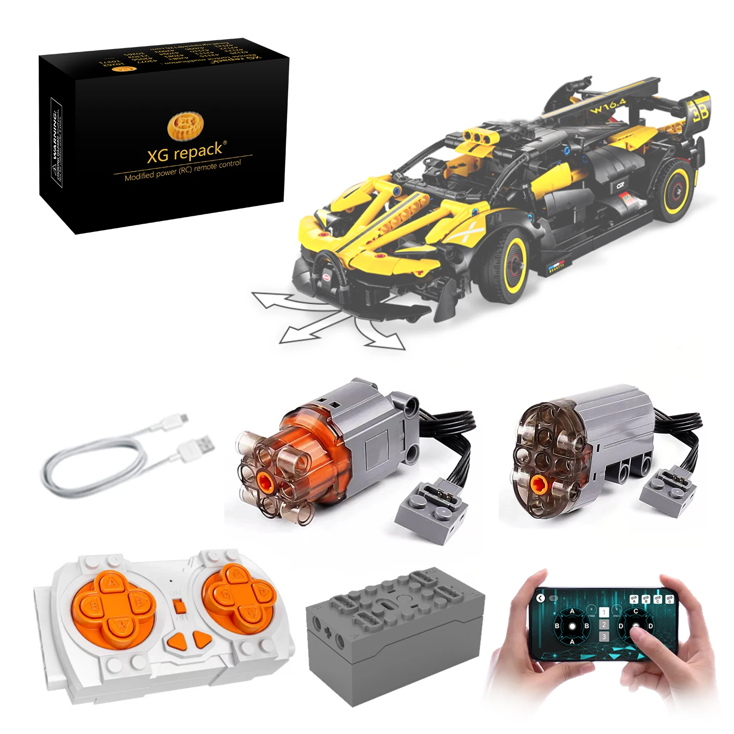 

XGREPACK Power System Motor Remote Control light Kit for Lego Technic Bugatti Bolide Racing Car 42151 Kit(Lego Set NOT Included)