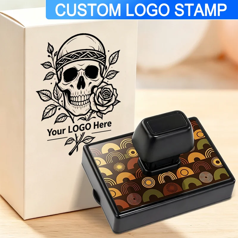 Custom-built Commercial Grade Self Inking Rubber Stamp logo for Handmade Festival Packaging Branding Use