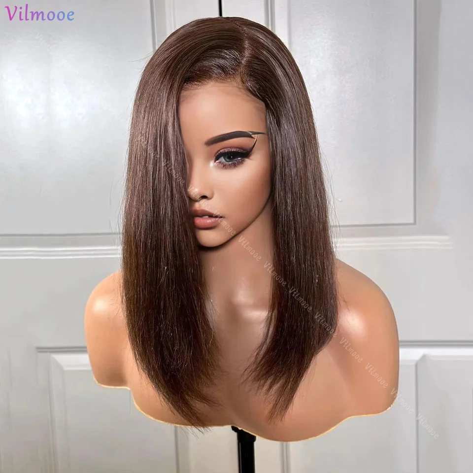 Chocolate Brown Color Short Bob Pixie Cut Wigs For Women Straight 150 Density Light Brown Lace Front Bob Wig Brazilian Remy Hair