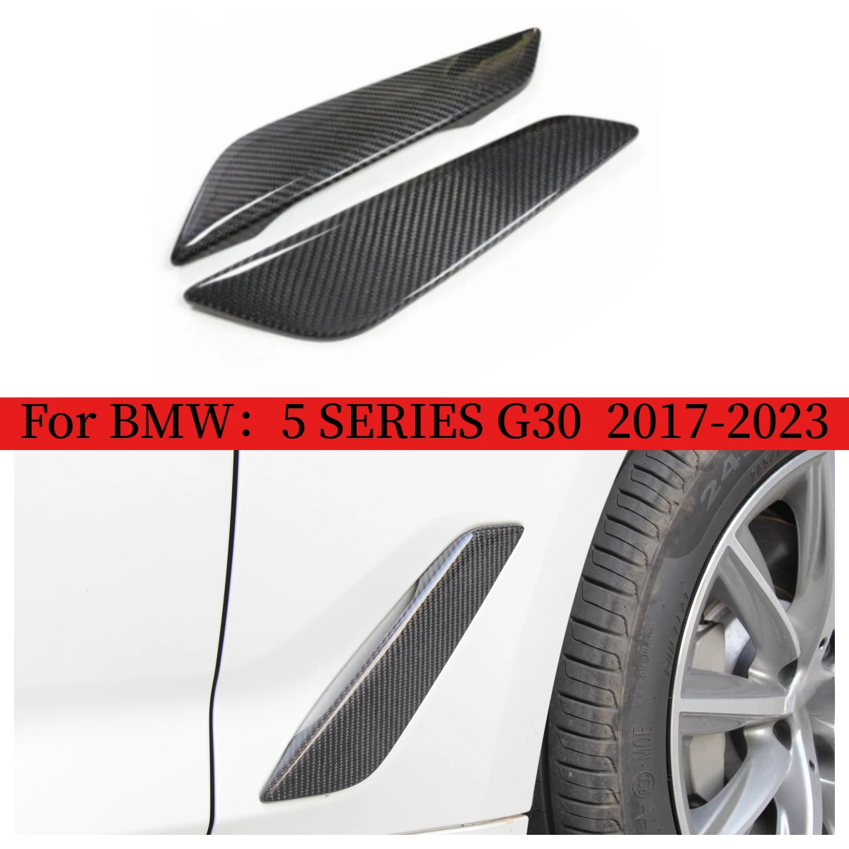 Dry carbon fiber side fender trim for BMW 5 Series G30 2017 model sedan 5 Series G30 side grille fender car parts view 2