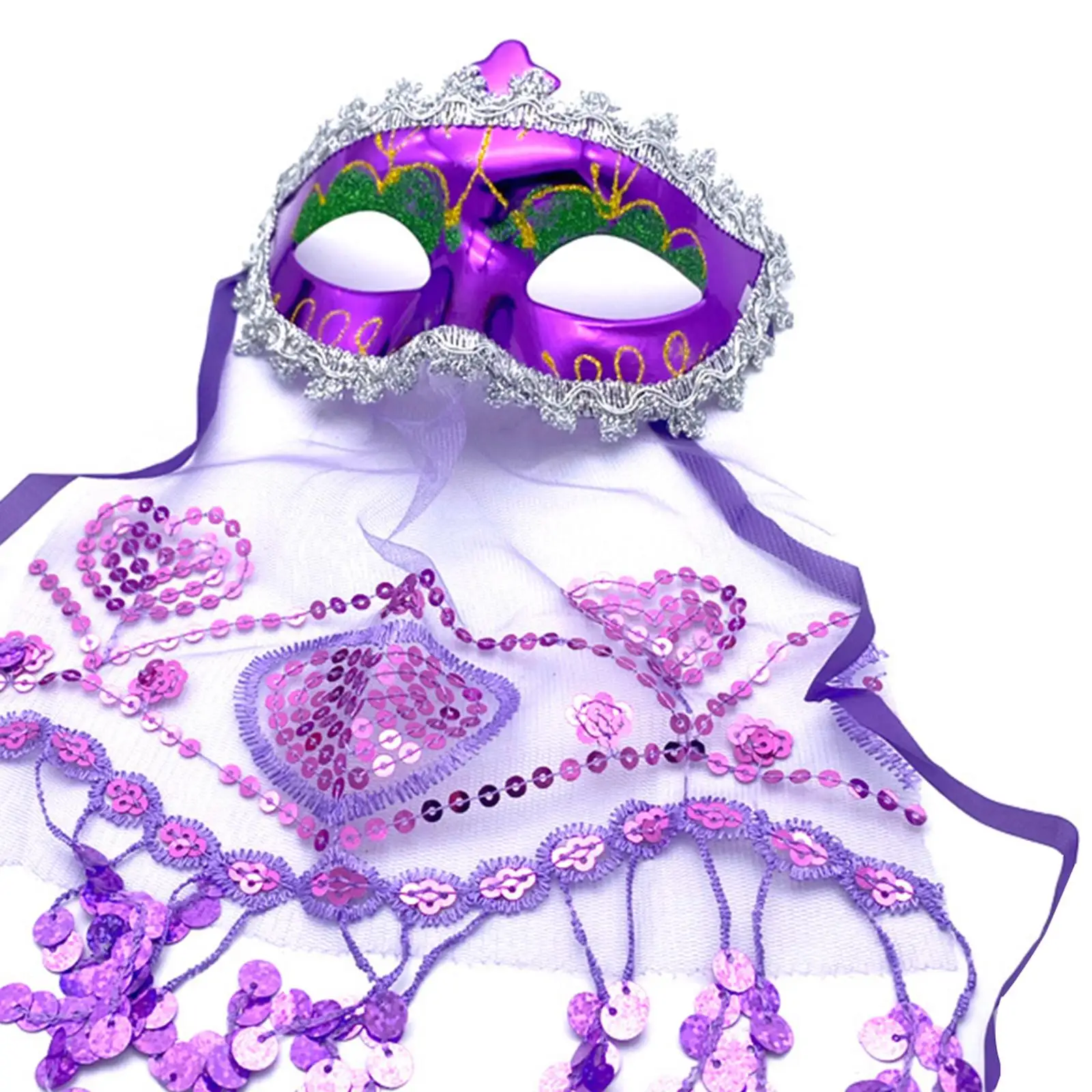 여성용 벨리 댄스 페이스 베일 아이 마스크 리본 스트랩 포함 할로윈 의상 무대 공연 나이트 클럽 카니발용