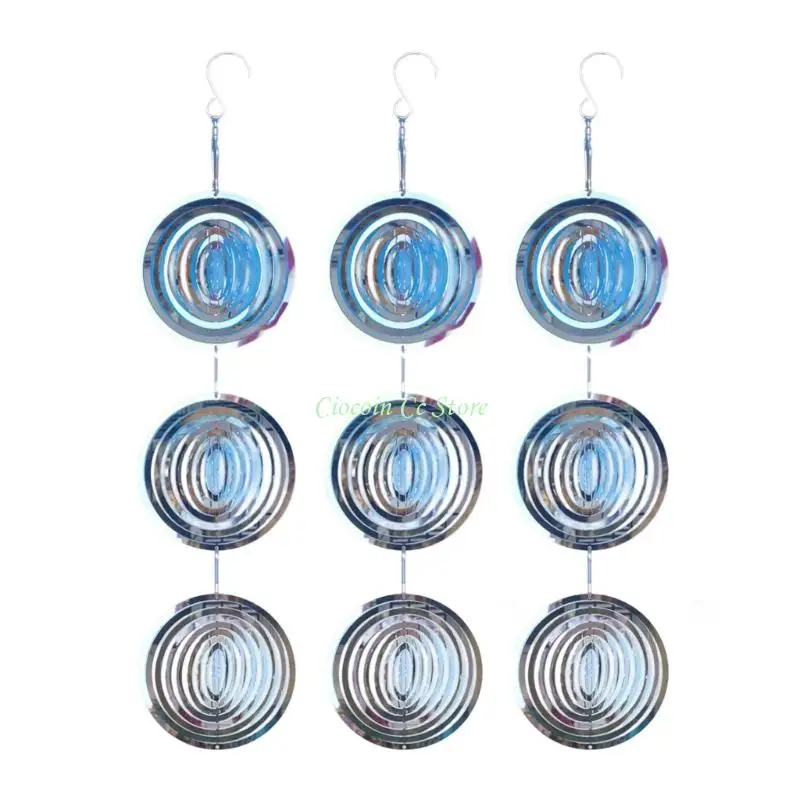 X90F Mirror Finish Stainless Steel 3D Reflective Garden Spinner Weather Resistant Rotating Outdoor Decors For Bird Control