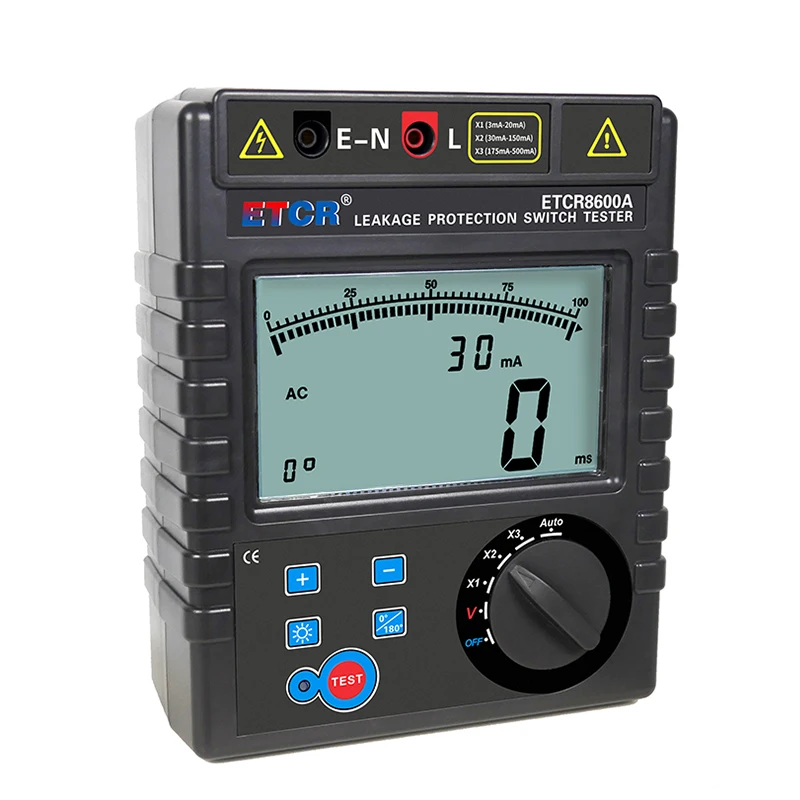 

ETCR8600A Adoption of Large LCD Screen Portable Leakage Protection Switch Tester for Maintenance Line AC Voltage