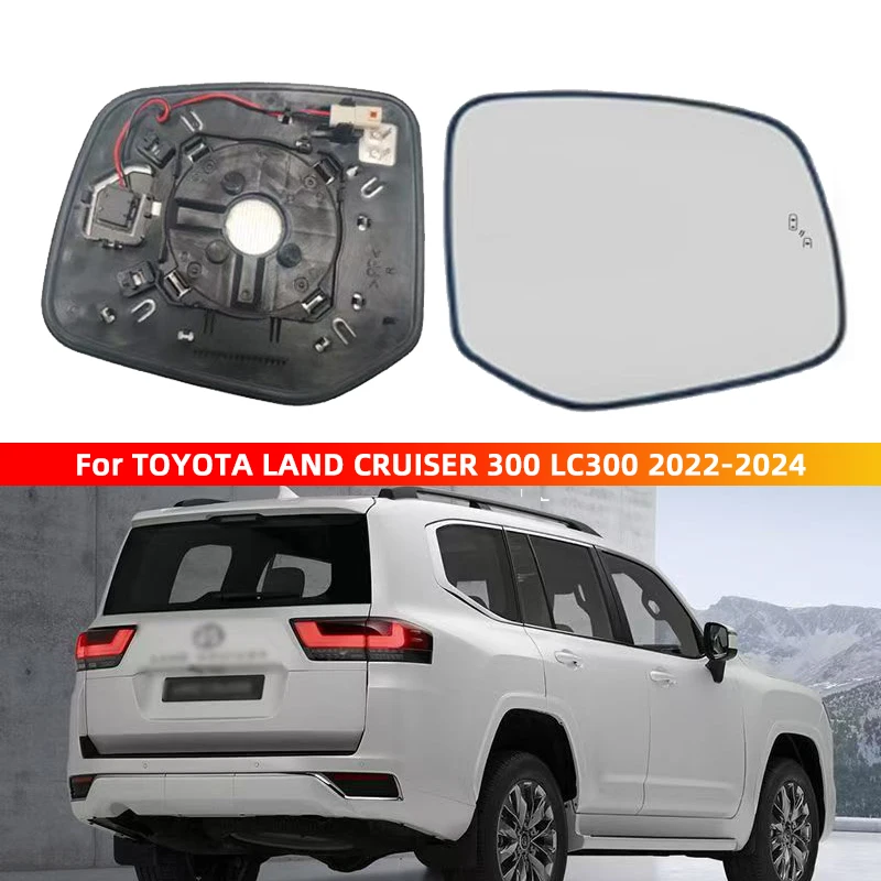 

For TOYOTA LAND CRUISER 300 LC300 2022-2024 Auto Door Side Heated Convex Car Mirror Glass Original factory lamp With Blind Spot
