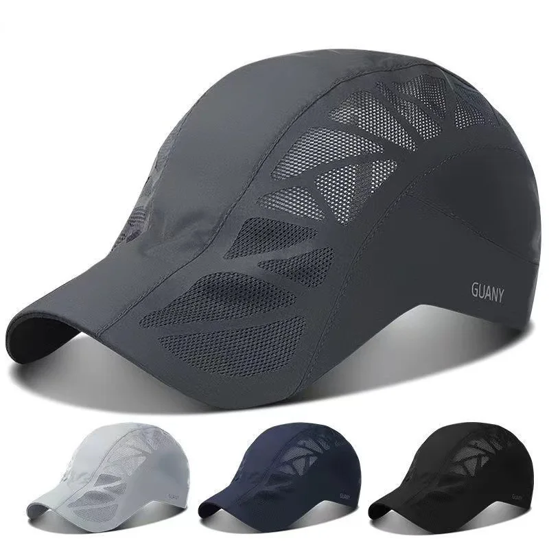 

Breathable Run Hat Quick Dry Sport Cap Unstructured Reflective Mesh Hat Adjustable Lightweight Baseball Hat UPF 50