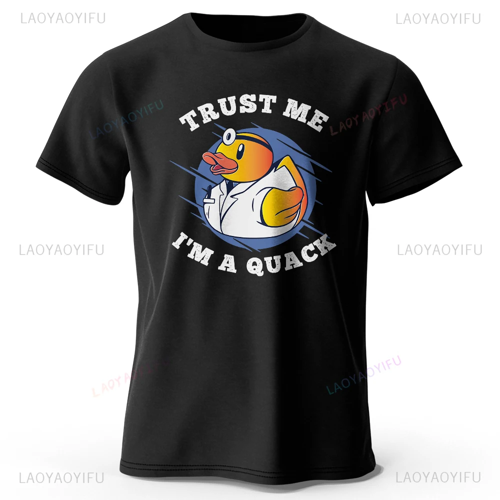 Funny The Duck of Trust Me Cartoon Women's Short Sleeve Printed T-shirt Classic Humor Animal Manga CottonTees Casual Shirt Tops