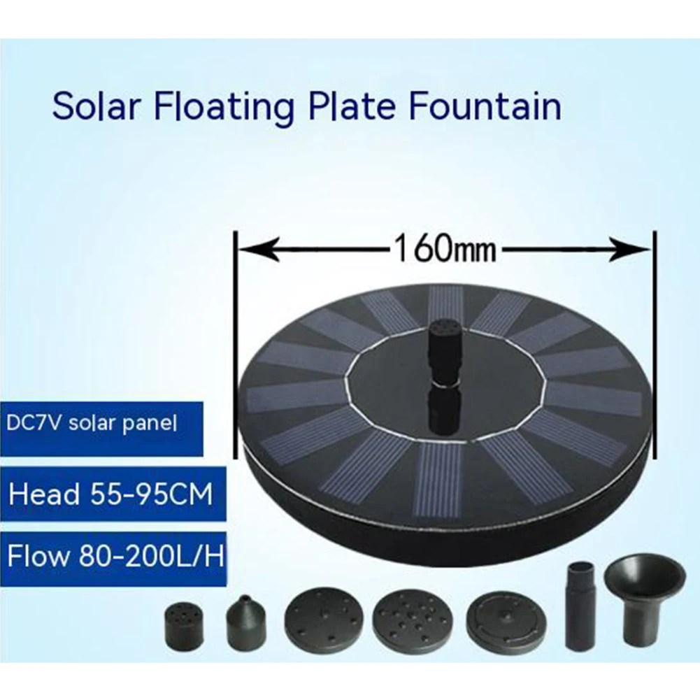 Fuente Solar de 13cm/16cm con 6 boquillas, arranque rápido, energía Solar de alta eficiencia, fuente de baño para pájaros, suministros de jardín