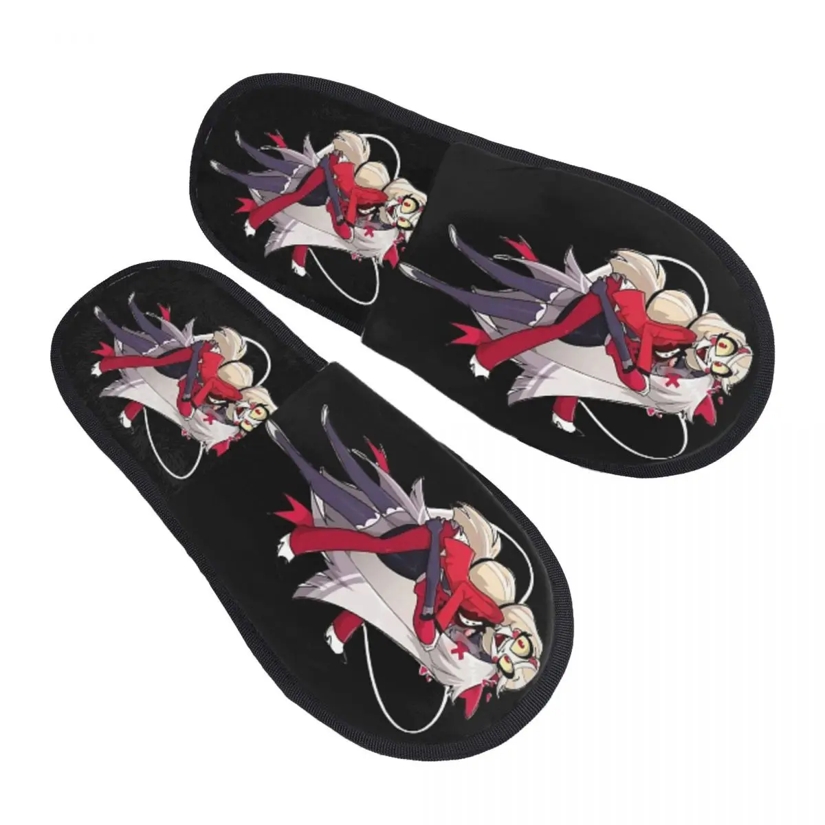 Custom Charlie And Vaggie Valentines Hazbin Hotels Slippers Memory Foam Warm Soft Women House Slipper Indoor Fluffy Shoes