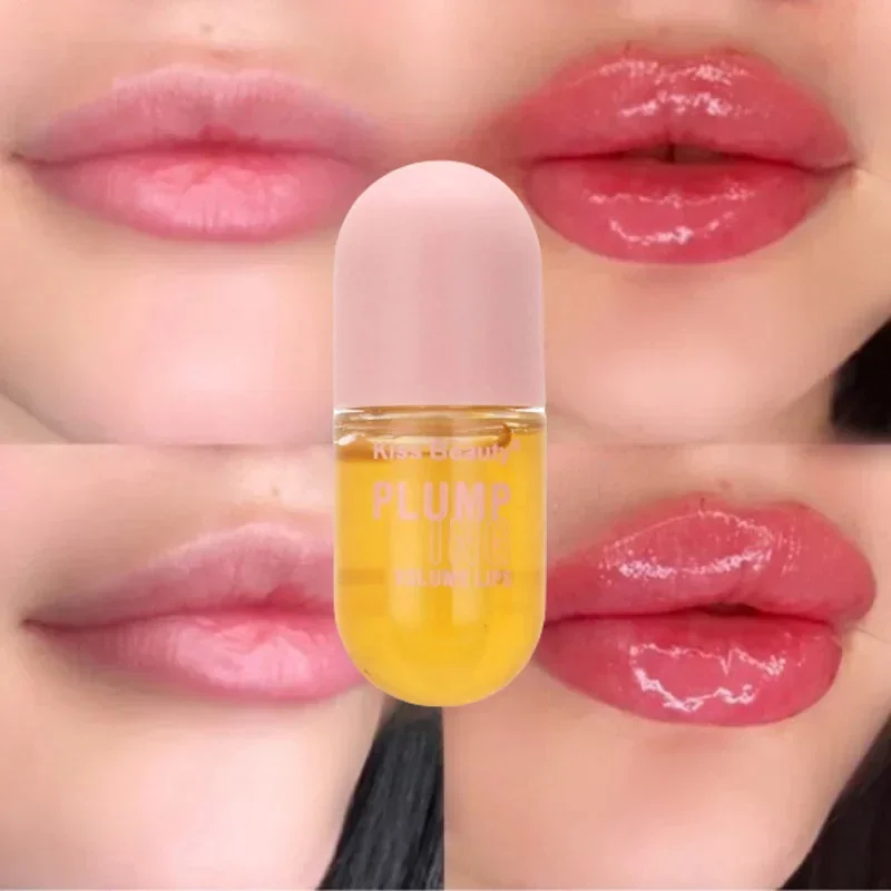 Óleo labial de longa duração, intensificador de volume instantâneo, soro labial de colágeno, volume labial, brilho labial sexy, aumento de volume cosmético