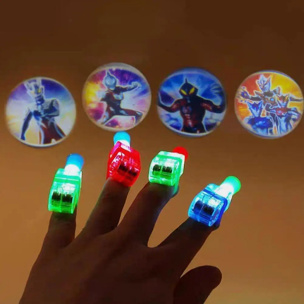 1PCS LED Finger Light Glowing Colorful Laser Emitting Light Cartoon Finger Projection Light Light Children Glowing Toys