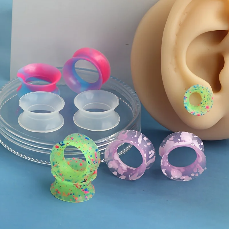 8PCS Silicone Ear Gauges Flexible Ear Tunnels Plugs Stretchers Expander Double Flared Flesh Ear Piercing Jewelry For Women Men