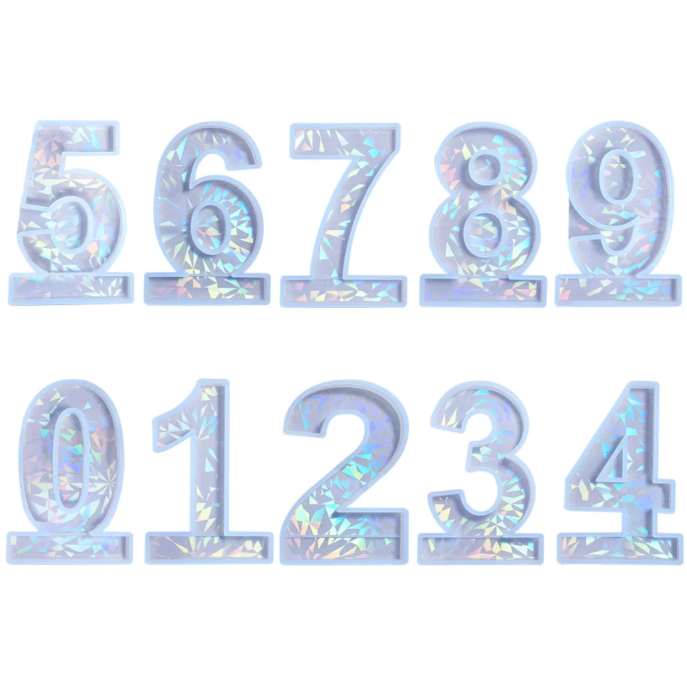 Birthday Numbers Candle Mould 0~9 Menu Door Plate Holographic Silicone Numbers Mold Chocolate Mold Diy Cake Decoration