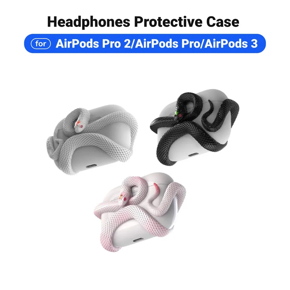 Snake-Shaped Case Cover For AirPods Pro 2/AirPods Pro/AirPods 3 Creative 3D Snake Earphone Case Cover Drop-proof Protective Case