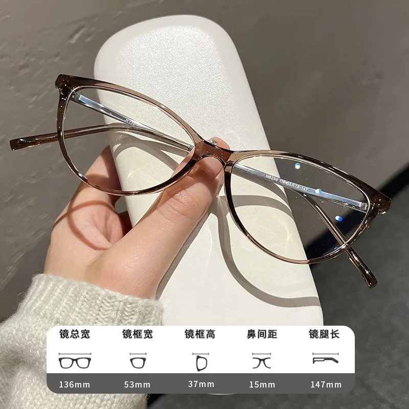 New Cat Eye Prescription Women's Glasses Frame TR Glasses Frame Pure Titanium Lens Legs with Optical Glasses Frame