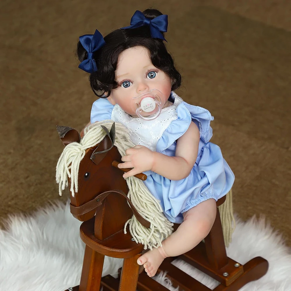 リアルなリボーンドール、48cmシリコン製新生児人形、女の子、本物のような塗装の静脈、植毛の長い髪、リアルな赤ちゃん、幼児のおもちゃギフト