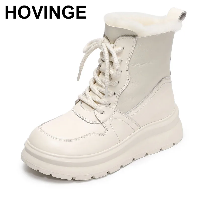 

Women's High Top Casual Shoes Thick Bottomed Fleece Lined Sports Boots Rubber Sole Winter Comfortable All-Match Leather