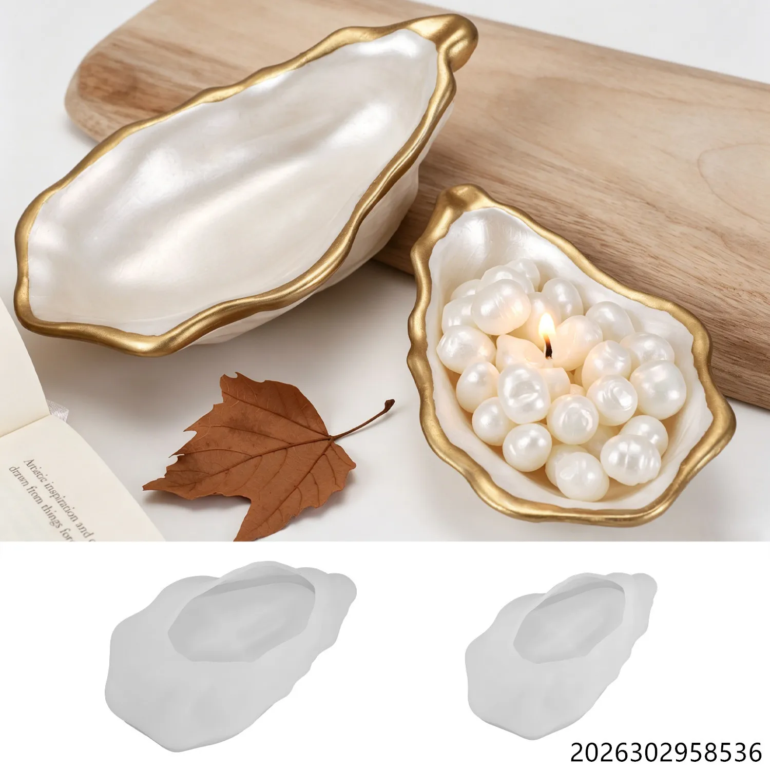 Moule en silicone Coquille d'huître côtière pour plateau miroir, bol, moulage de plâtre et ciment, bougie parfumée, savon, plateau à bijoux, décoration intérieure, cadeau d'été