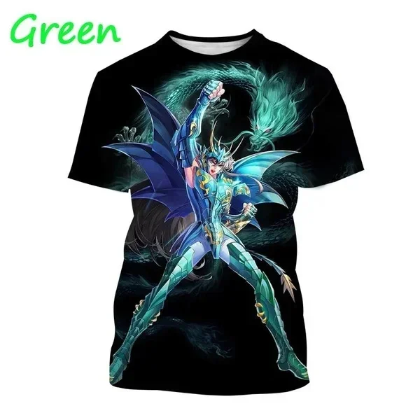 Homens e mulheres Saint Seiya Anime 3D camiseta estampada, camisetas extragrandes, manga curta, o-pescoço, camiseta Harajuku, roupas infantis, tendência, moda