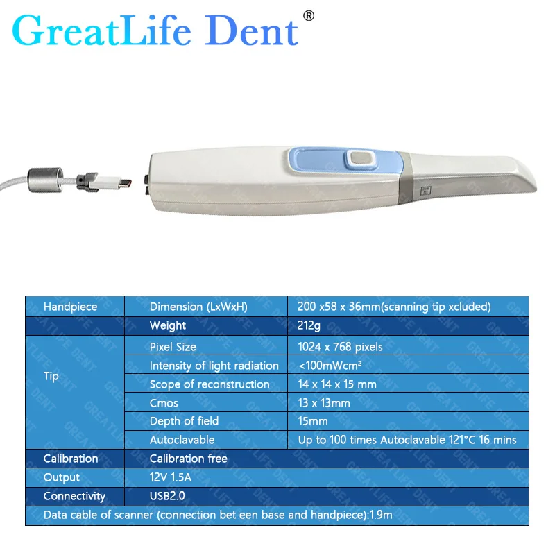 GreatLife Dent Dental Runyes 3.0 Pro Wewnątrzustny skaner 3D 3D z bezpłatnym oprogramowaniem CAD CMD Regeneracja ortodontyczna Zatwierdzony przez CE ISO