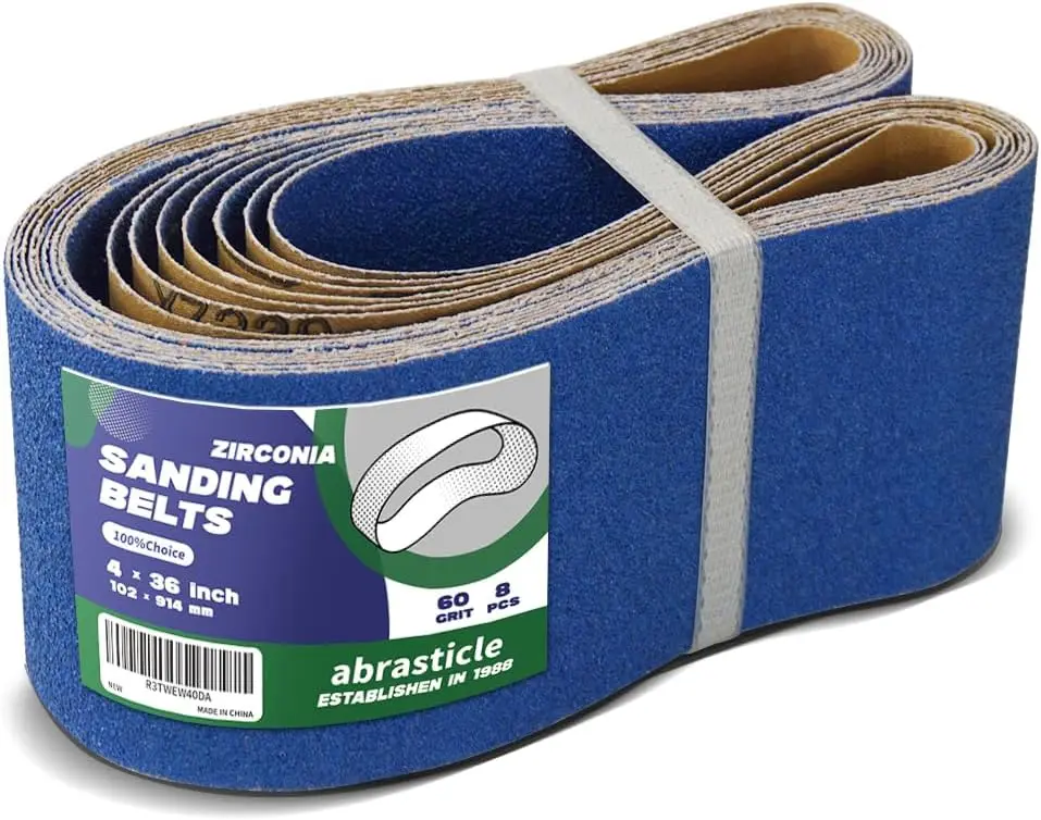 

4x36 Inch Zirconia Sanding Belts for Metal, 8 PCS 60 Grits, Ideal for Knife Sharpening, Polishing, Derusting