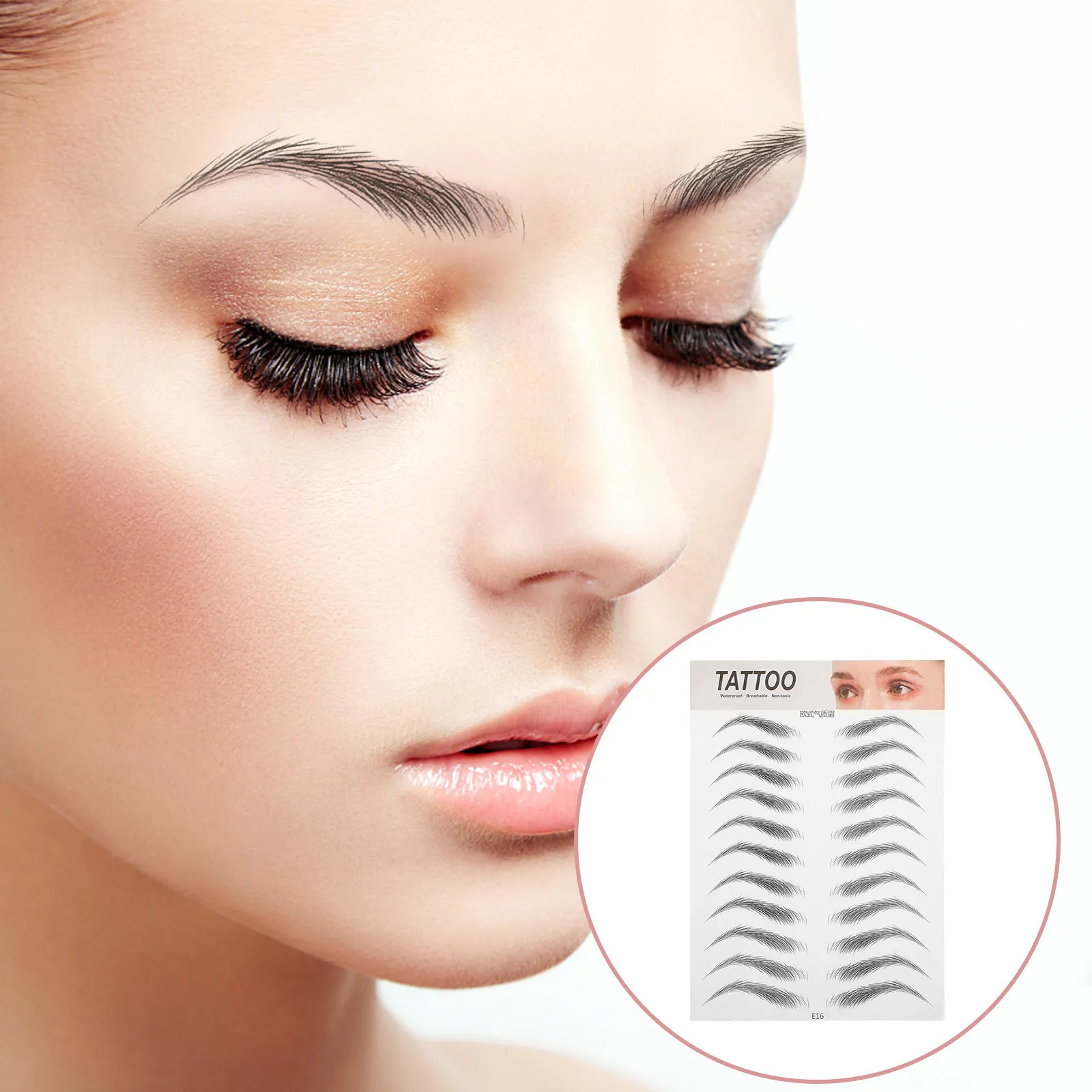 

5Pcs Black 6D Eyebrow Stickers Hair-Like Temporary Brow Tattoos Realistic Peel- for Fuller Natural-Looking Brows Daily