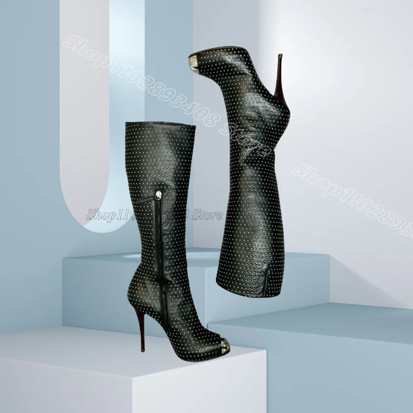 

Black Rhinestone Decor Boots Round Toe Side Zipper Leather Spring British Style Women Party Dress Boots 2025 Zapatos Para Mujere