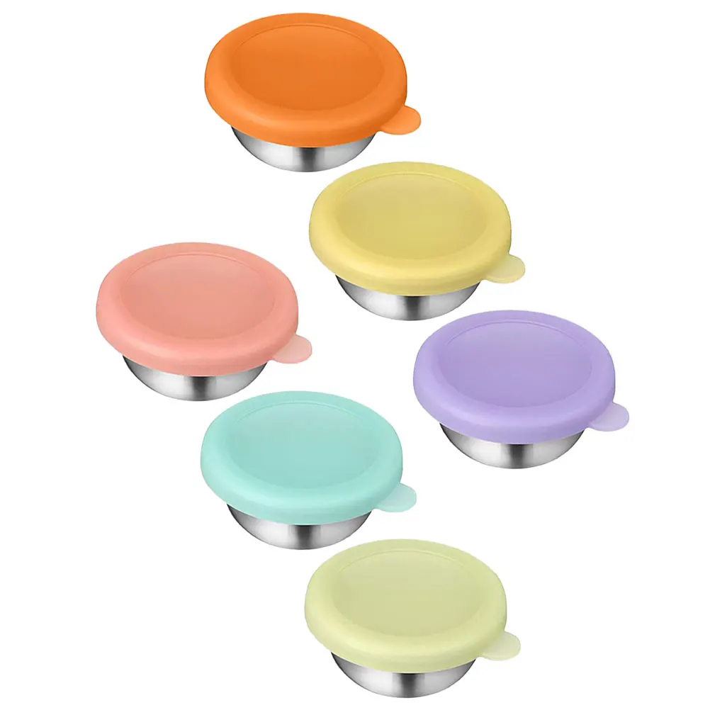 

6pcs Stainless Steel Mini Sauce Containers Compact Condiment Boxes Portable Seasoning Storage For Picnic Outdoor Salt Pepper