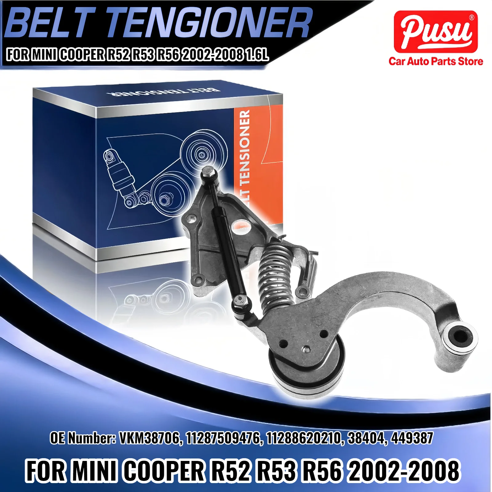 

Drive Belt Tensioner Assembly for Mini R52 R53 R56 Cooper 2002-2008 with Pulley VKM38706 11287509476 11288620210 38404 449387