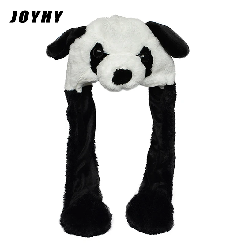 

JOYHY Ear Moving Cute Super Soft Plush White Panda Animal Hat with Paws for Adults Teenagers Kids Boys Girls Winter Hats Beanie