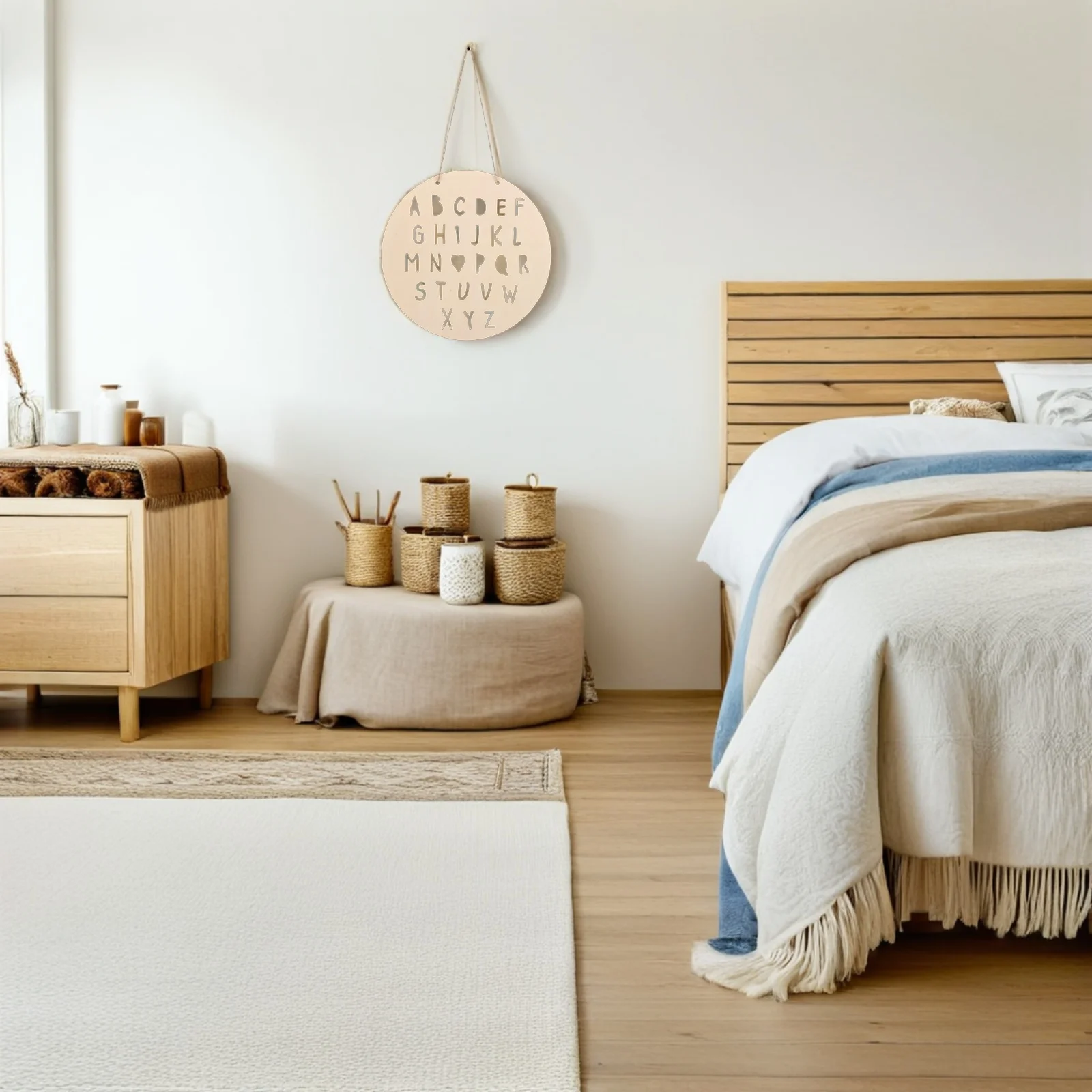 

4pcs Wooden Alphabet Wall Decor Unfinished Craft Pendants Nordic Style Kids Room Nursery Home Diy Art Initial Signs 9.82 Inch