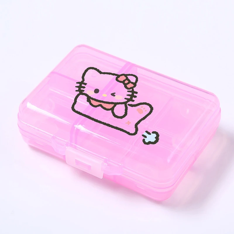 New Sanrios Hello Kitty 9 Grids Pill Medicine Box Anime Kuromi Cinnamoroll Portyable Weekly Medicine Tablet Holder Storage Case