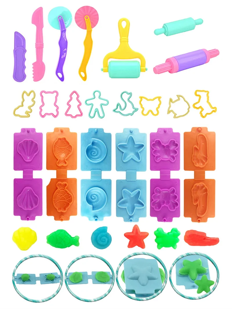 4-25 stücke Kinder Spielen Teig Werkzeug Kit Verschiedene Tier Formen Ozean Shell Form Schneider Nudelhölzer Plastilin Formen Ton zubehör – Detail 1