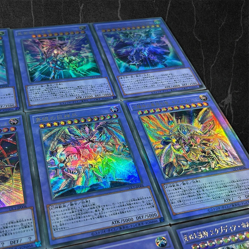 DIY Yu Gi Oh Cards Japanese Dark Magician Girl Blue-Eyes White Dragon Flash Texture ACG Anime Collection Card children Gift