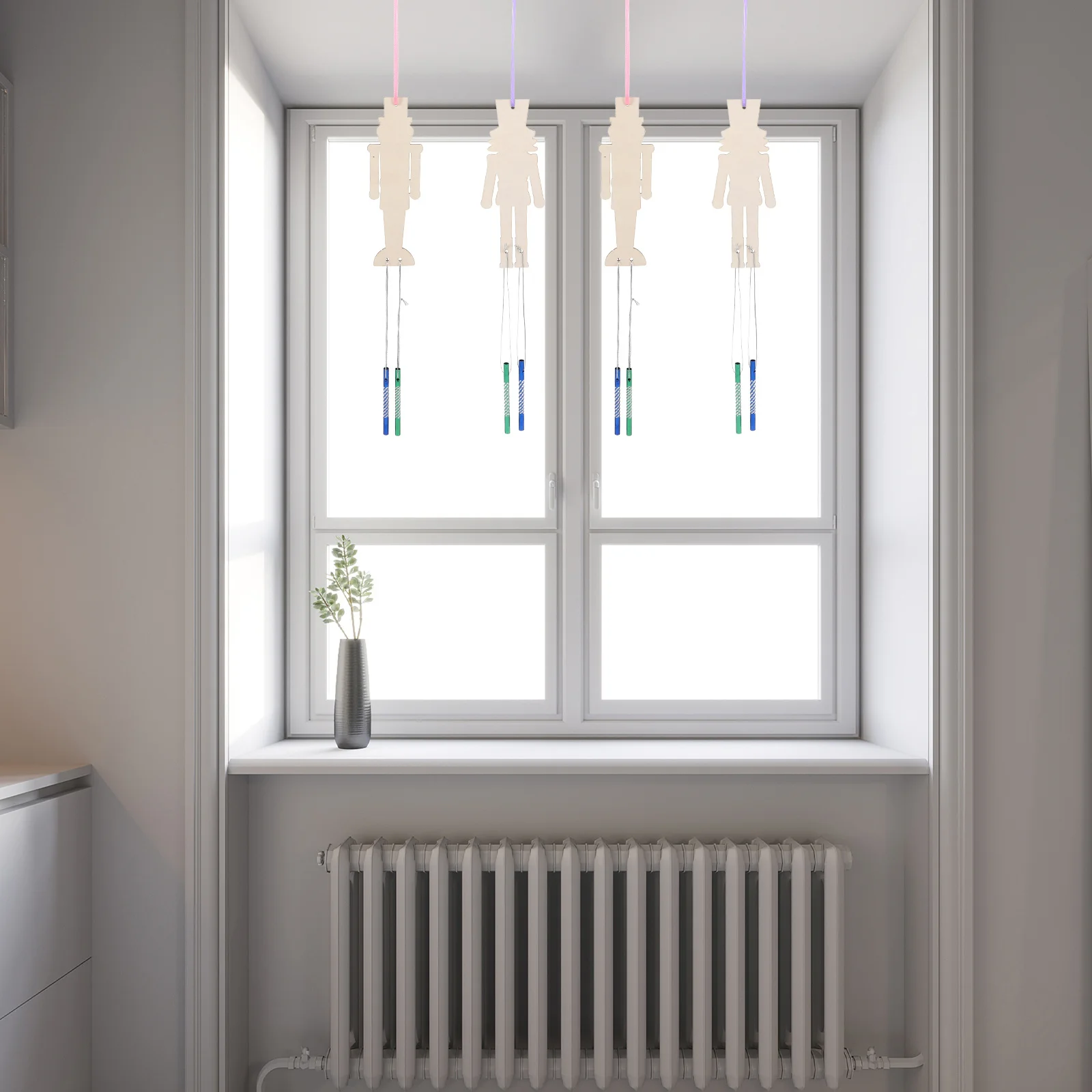 

1Set Handcraft Wooden Nutcracker Wind Bell DIY Blank Wind Chime Decorative Hanging Pendant Garden Home Craft Gift