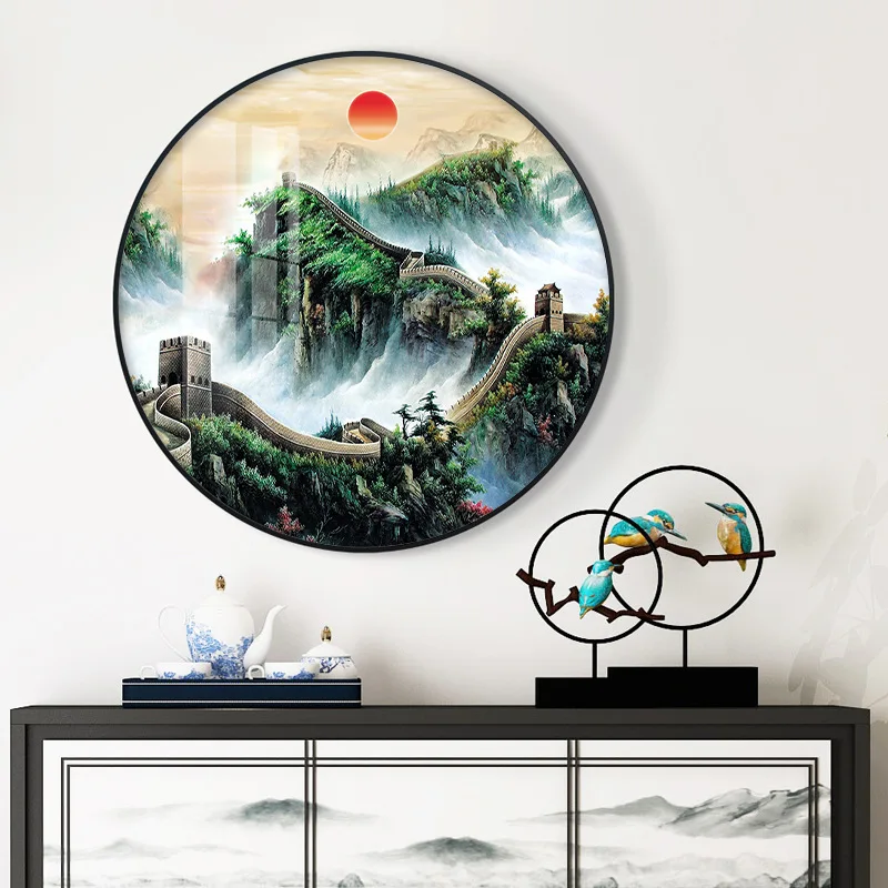 New Chinese Diamond Paintings Full Drills Round Shape Great Wall Diamond Murals for the Porch Corridor Cross Stitch