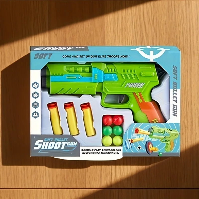 Pistolets jouets pour enfants avec jouet de tir à balles souples, jeu intérieur/extérieur, parfait pour les jeux CS en plein air, jouet éducatif, cadeau d'anniversaire