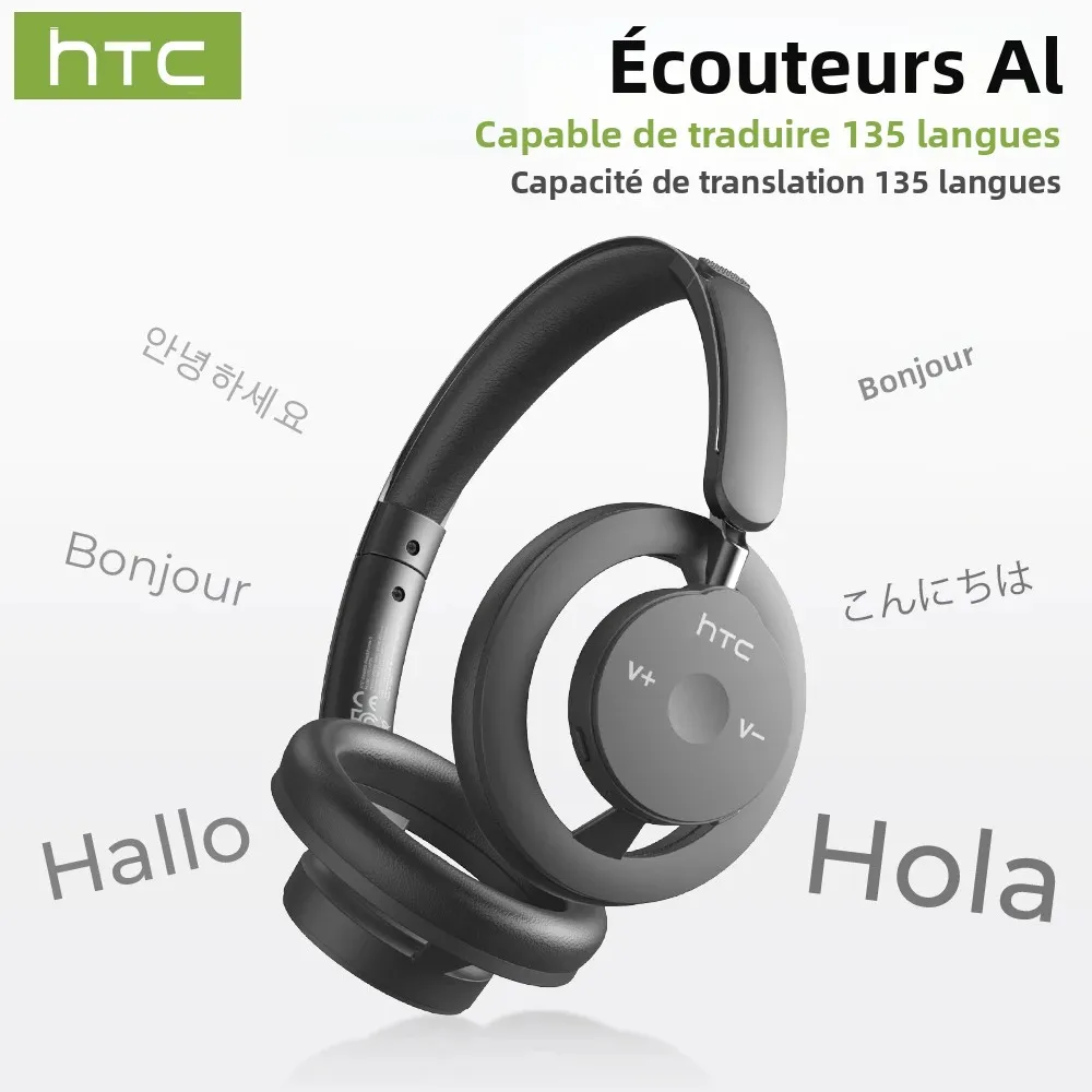 HTC HP06 écouteurs sans fil à oreille ouverte Bluetooth V6.0 aéré pliable AI traduire casque pour PC portable téléphone TV ultraléger creux