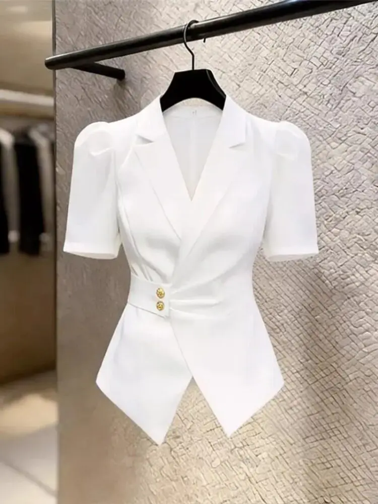 

Elegant Luxury Women's Shirt Short Sleeve V-neck Casual Style Summer New Fashion plus Size Top Elegant Atmosphere