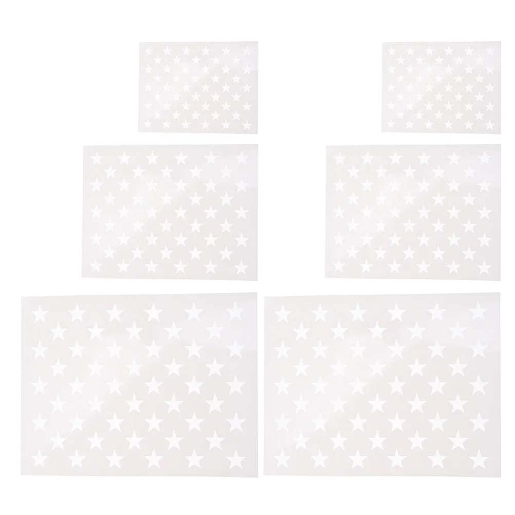 

6 Sheets Plastic Star Stencil Fine Workmanship Hollow Design for Spray Painting DIY Decorations Flat Surface Application