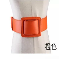 2024 Luxury Women Orange Wide 4.5cm Non porous Belt Simple All match Decorative Ultra Coat Black Waist Seal Spot 65-82cm